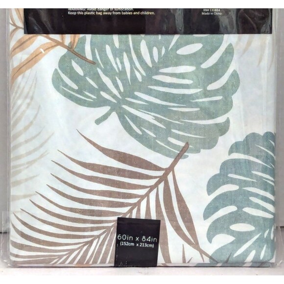 Tropical Fiesta Palms Tablecloth 60 x 84-in Vinyl Kitchen Table Chloride-Free - Picture 3 of 7